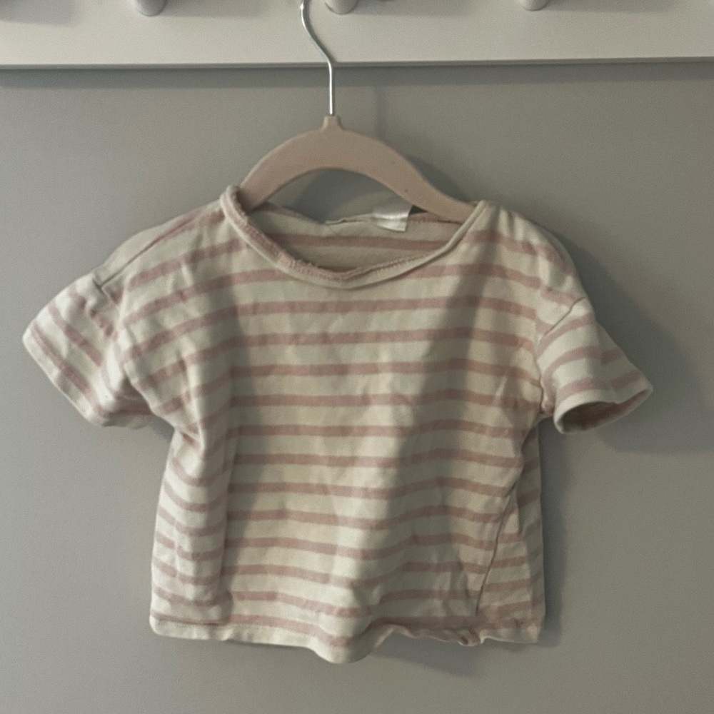 Zara light pink striped t shirt